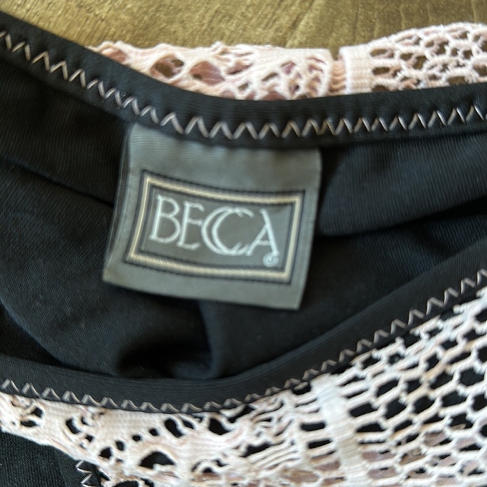 Becca crochet blush on black two piece bikini large - Picture 6 of 12